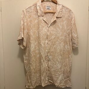 Men's Tan Floral Button Down Shirt